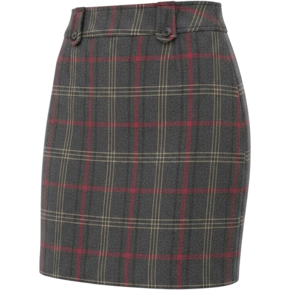 Breeches Womens Size 2 Plaid Wool Skirt Grey Red Tartan Pencil Mini USA Made